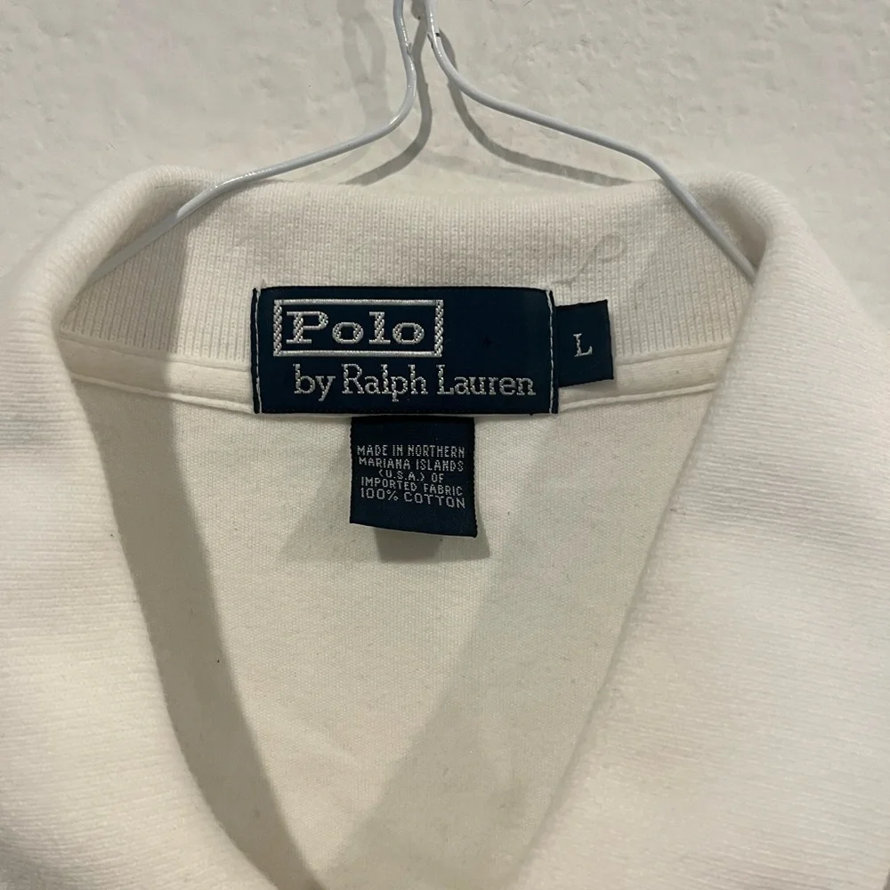 Polo Ralph Lauren Shirt Men's Large White Short Sleeve‎ Pony Cotton EUC